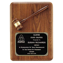 Rotary American Walnut Gavel Plaque