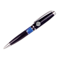 Customized Blue Marbleized Band Ballpoint Pen