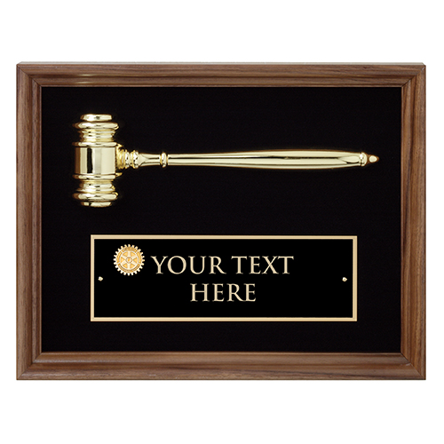 Rotary Custom Golden Gavel Shadowbox Award
