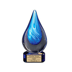 Rotary Art Glass Cyan Swirl  Award