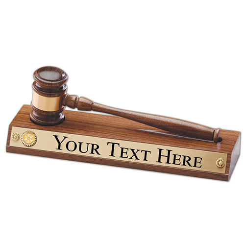 Rotary Custom ROTARY Solid American Walnut Gavel & Stand
