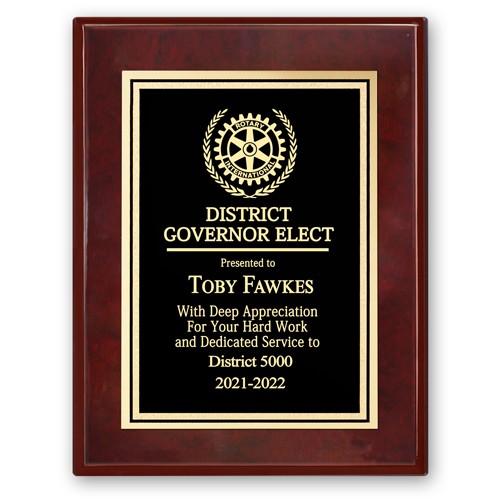 Rotary District Governor Elect Plaque - Club Executive Series