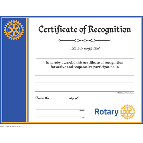 Rotary Certificate Corporate Awards And Clothing Russell Hampton Company