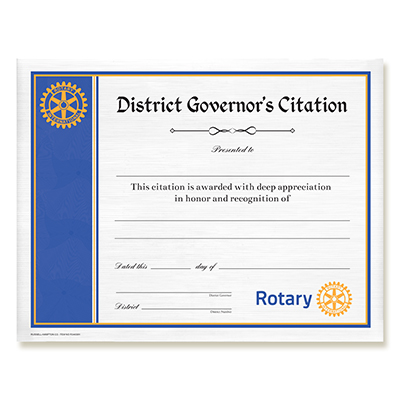 Rotary District Governor's Citation