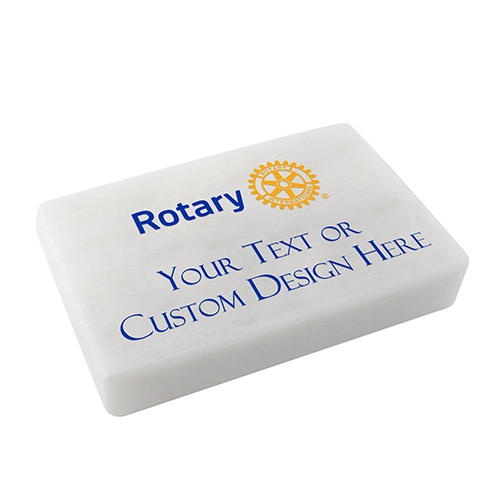 Rotary Custom UV Printed White Marble Paperweight