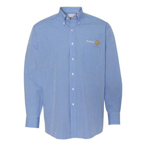 Rotary Blue Check Men's Dress Shirt -  L/S Van Huesen